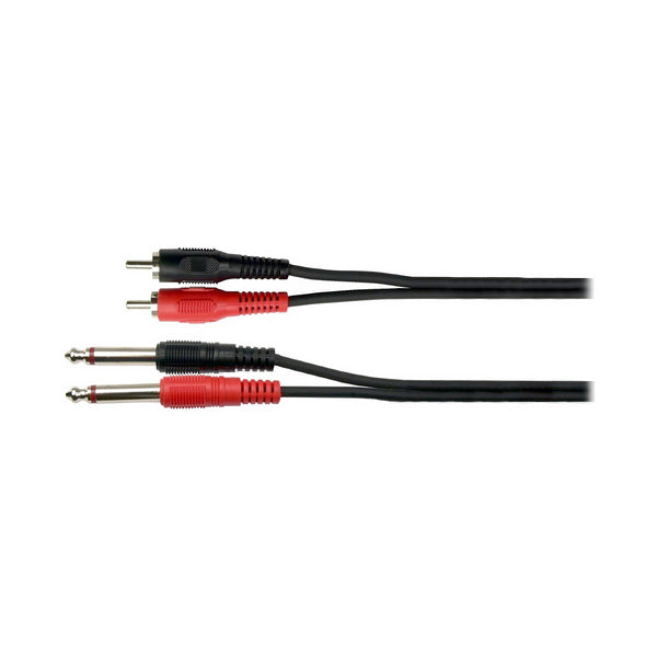 NTR-3, 3m kabel med 2st 6,3mm monotelehanar - 2st RCA-hanar