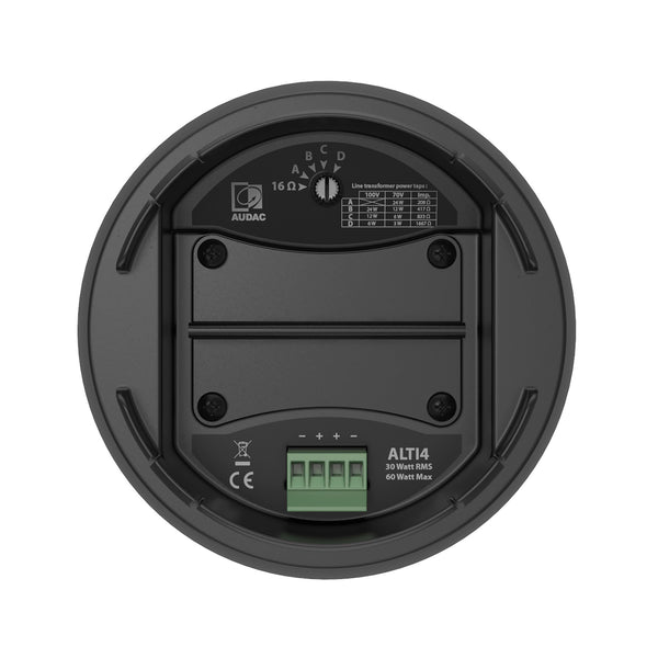 ALTI4/B, 4 tum pendelhögtalare, 2-vägs, 16 Ohm + 100V, hybridkabel, svart