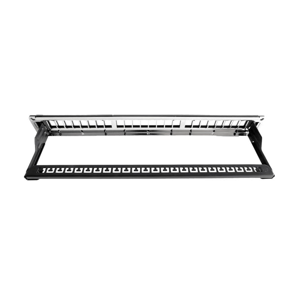 BSK124, Plats för 24st KeyStone-kontakter, 19 tum 1HE, med dragavlastning