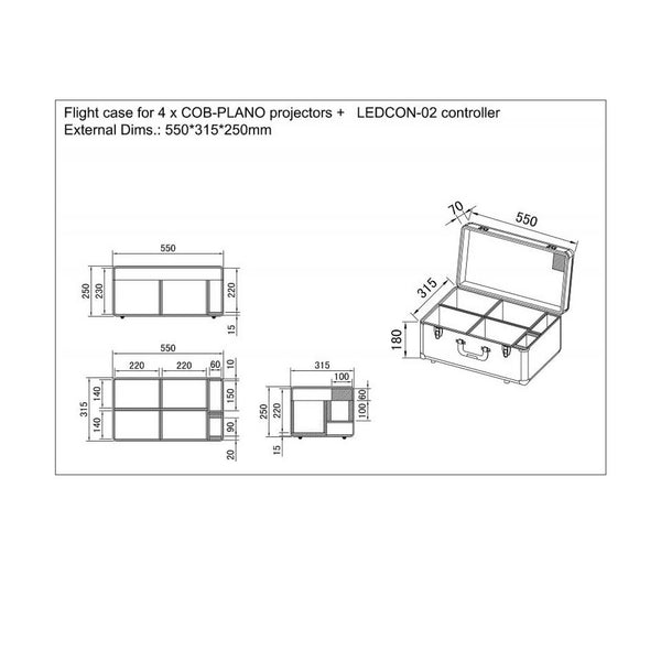 CASE för 4x COB-PLANO eller PARTY SPOT
