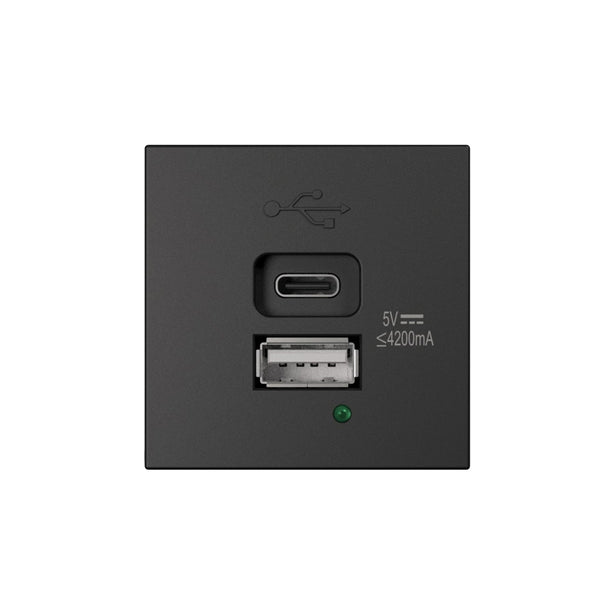 CP45PUSB/B, Uttagspanel / laddare, USB A + USB C, 5V 4200mA
