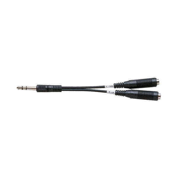 CYC-02, 15 cm, Övergång med 1st 6,3 mm stereotelehane - 2st 6,3 mm monotelehonor