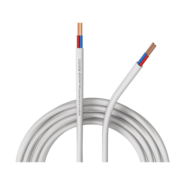 CLS215W-CCA/1, 2 x 1,5mm² (100m) vit högtalarkabel, CPR-klassning, LSHF